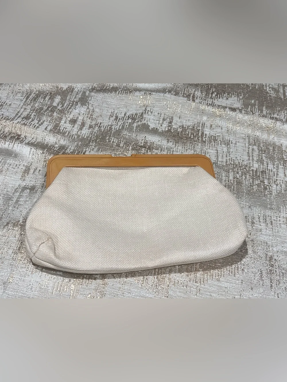 Canvas Clutch Bag with Tan Frame - Unbranded